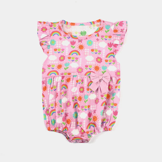 Baboolo Infant Girls Cotton Slub Romper - Baboolo