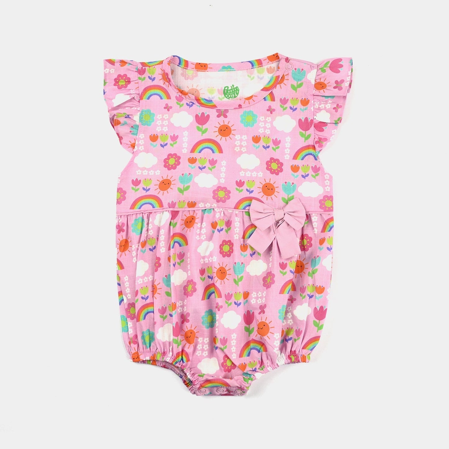 Baboolo Infant Girls Cotton Slub Romper - Baboolo