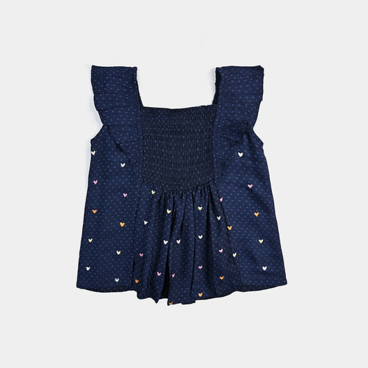 Baboolo Infant Girls Poly Cotton Navy Top - Baboolo