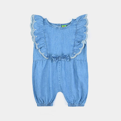 Baboolo Infant Girls Tensile Denim Romper - Baboolo